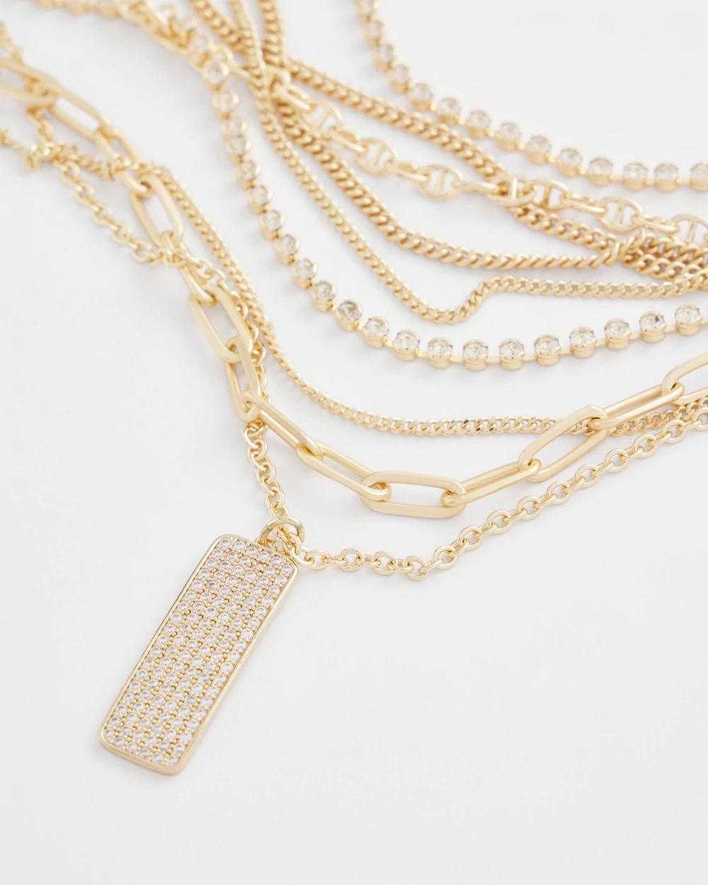 Convertible Goldtone Pave Pendant Necklace