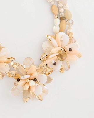 Chico's Originals Neutral Floral Bib Necklace click to view larger image.