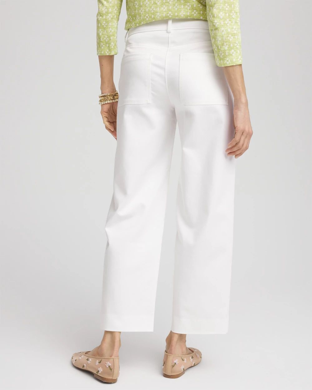 Stretch Sateen Straight Cropped Pants