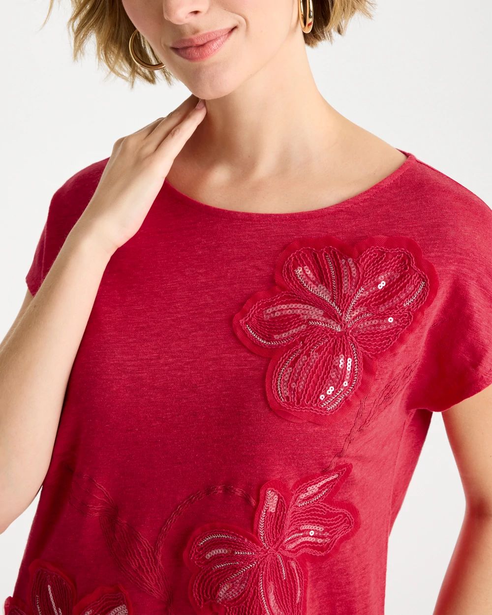 Linen Embellished Sequin Tunic click to view larger image.