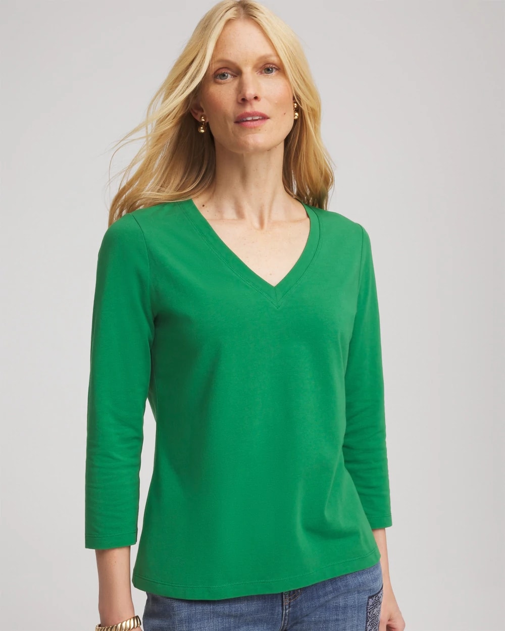 Cotton Stretch 3/4 Sleeve Tee