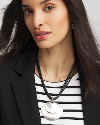 Silver Pendant On Cord click to view larger image.