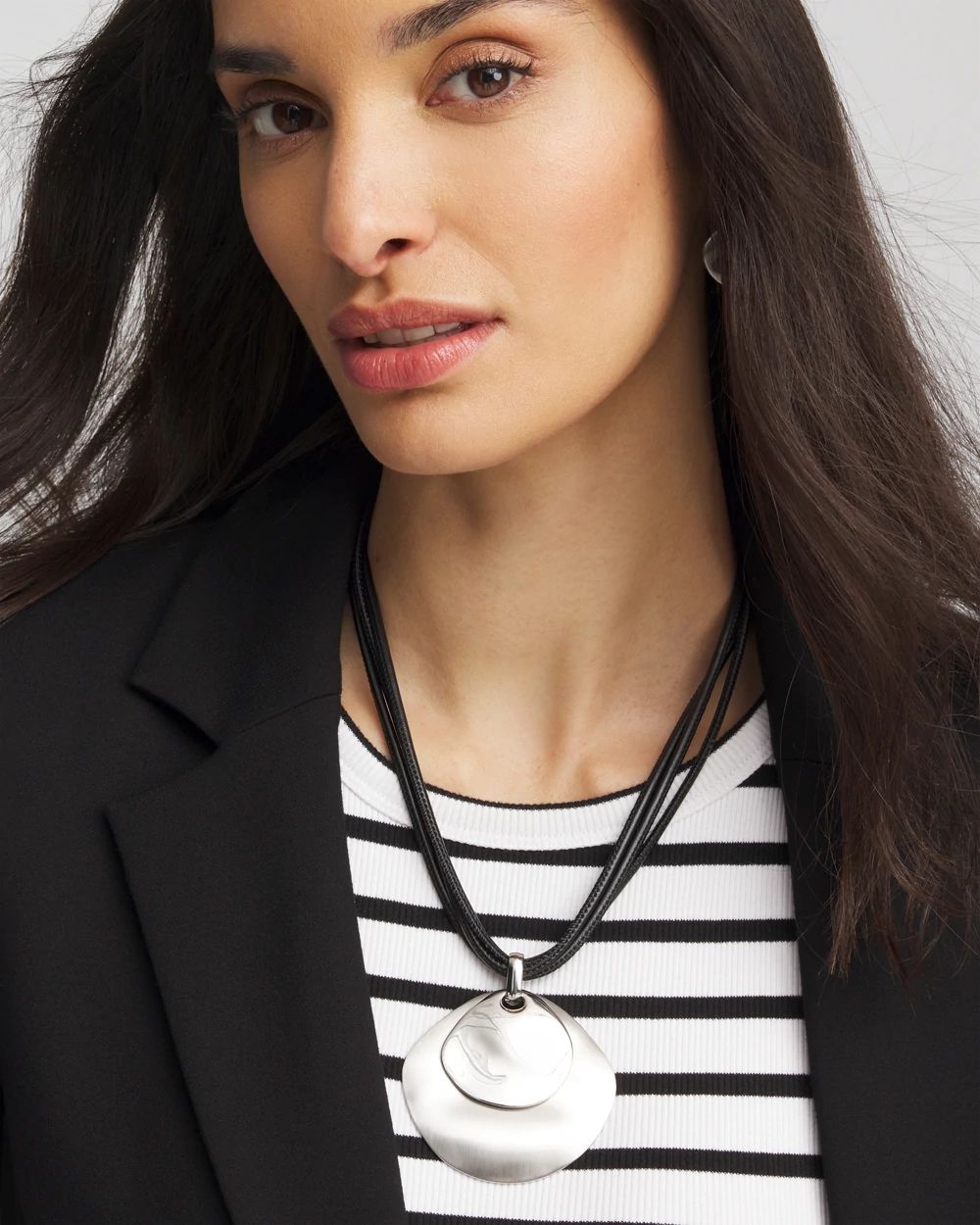 Silver Pendant On Cord click to view larger image.