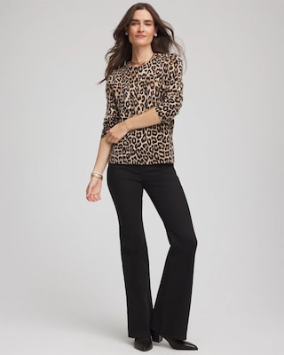 Cashmere Animal Long-Sleeve Pullover Sweater click to view larger image.