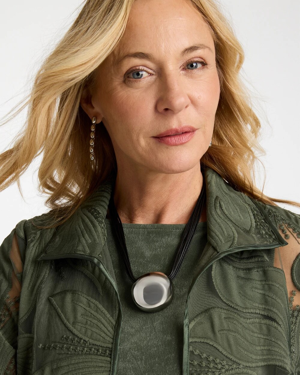 Silver Pendant Cord Necklace