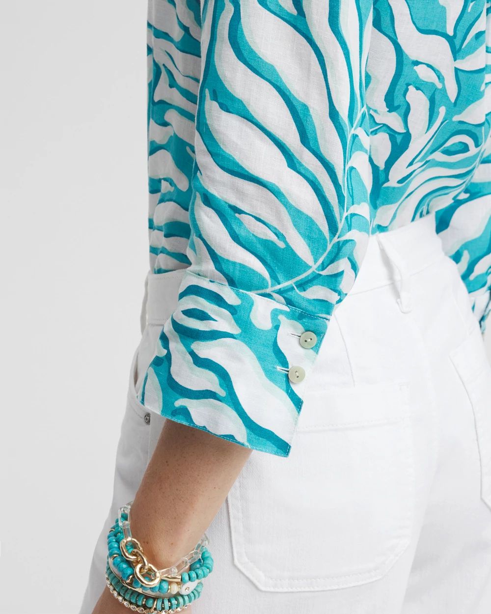 No Iron™ Linen Palms 3/4 Sleeve Shirt
