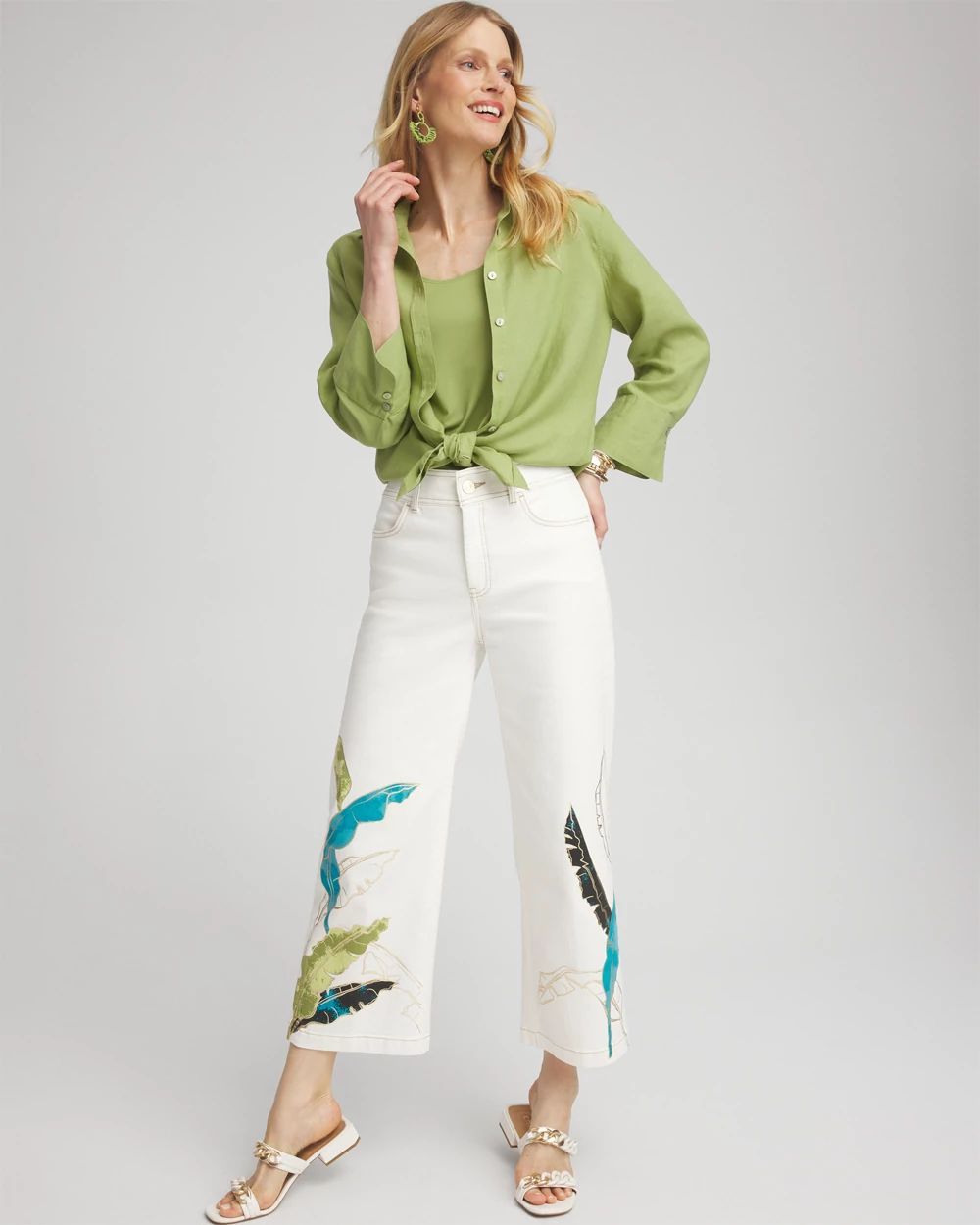 No Iron™ Linen 3/4 Sleeve Shirt click to view larger image.