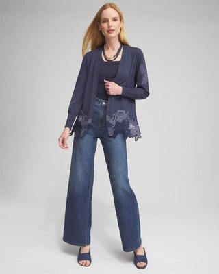 Cashmere Blend Lace Hem Cardigan