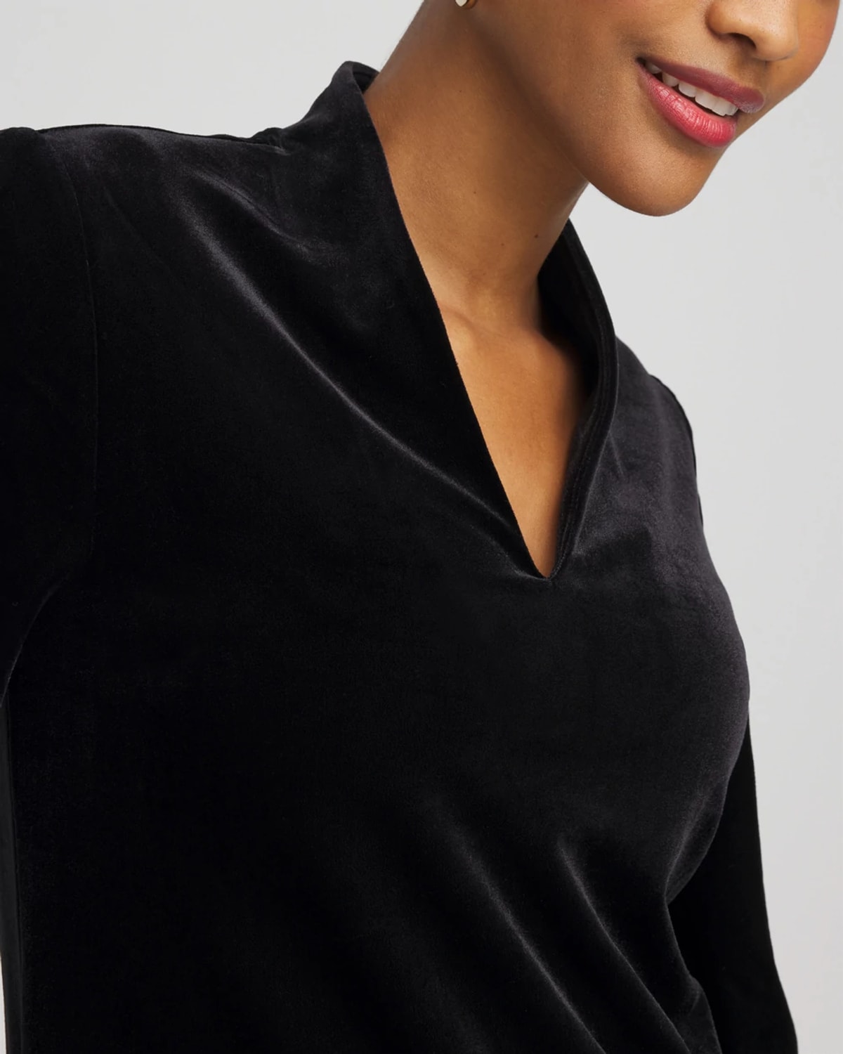 Chico's Travelers Velvet V-neck Kimono Sleeve Top In Black In Black