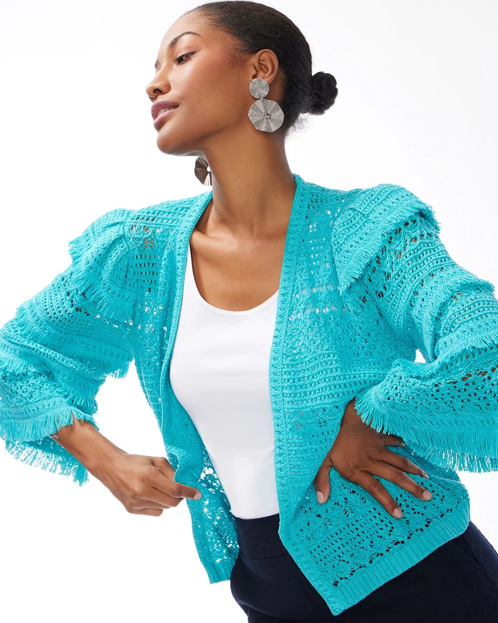 Tiered Fringe Sleeve Cardigan