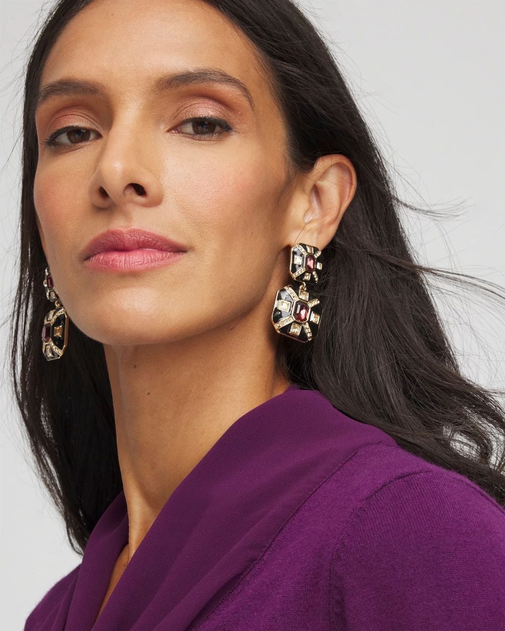 Art Deco Purple Drop Earrings click to view larger image.