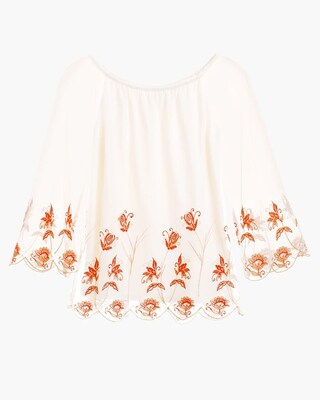 Embroidered Floral Mesh Top