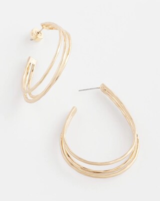 No Droop® Brass Triple Hoop Earrings click to view larger image.