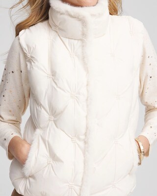 Nylon Fur Trim Puffer Vest click to view larger image.