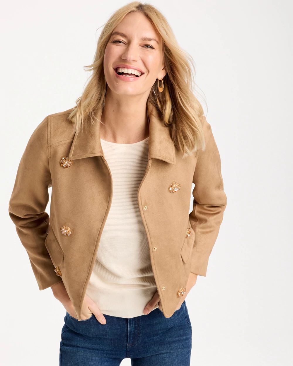 Bejeweled Long-Sleeve Chore Jacket