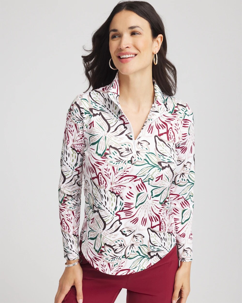 Zenergy® UPF Floral Mockneck Golf Top