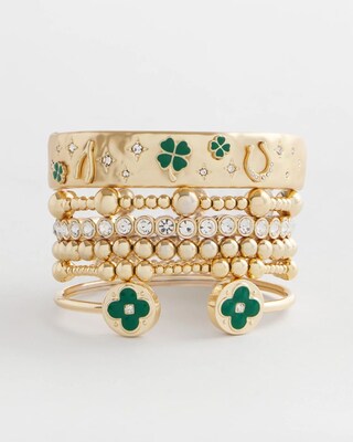 Four Leaf Clover Flex Cuff Bracelet click to view larger image.