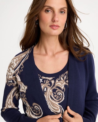 Ella Printed Long-Sleeve Cardigan click to view larger image.
