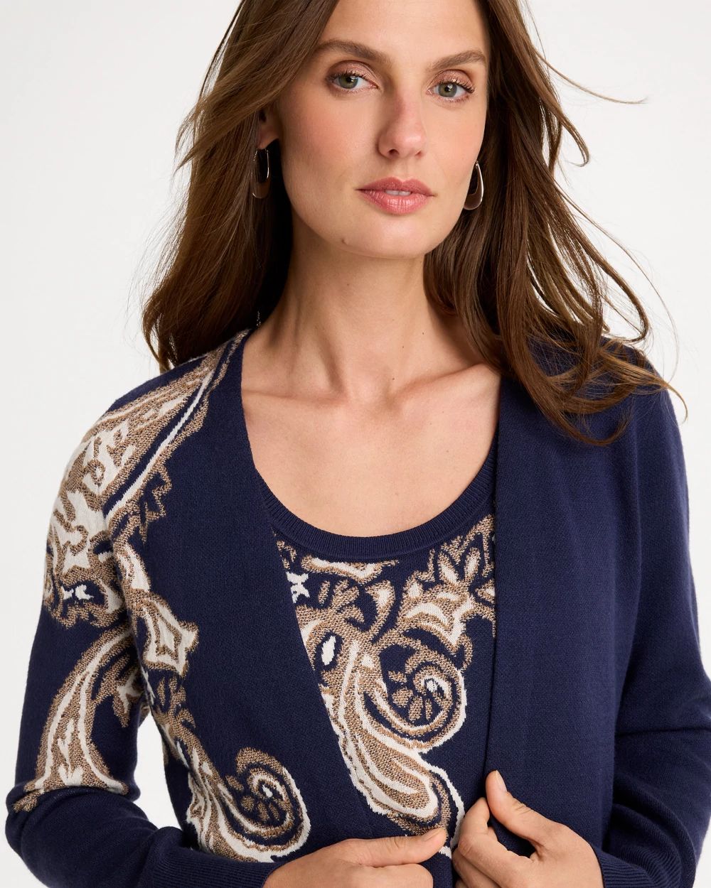 Ella Printed Long-Sleeve Cardigan click to view larger image.