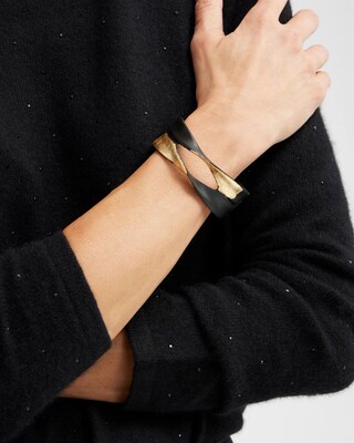 Black & Gold Tone Hinge Bracelet