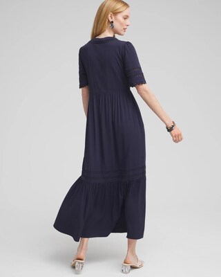 Petite Silk Blend Rick Rack Trim Dress