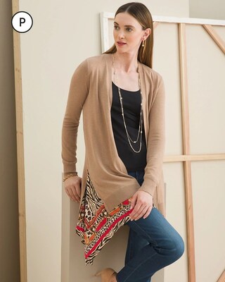 Petite Scarf Hem Cardigan
