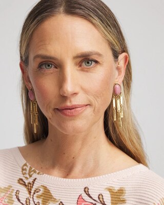 No Droop® Rhodonite & Jasper Brass Chandelier Earrings