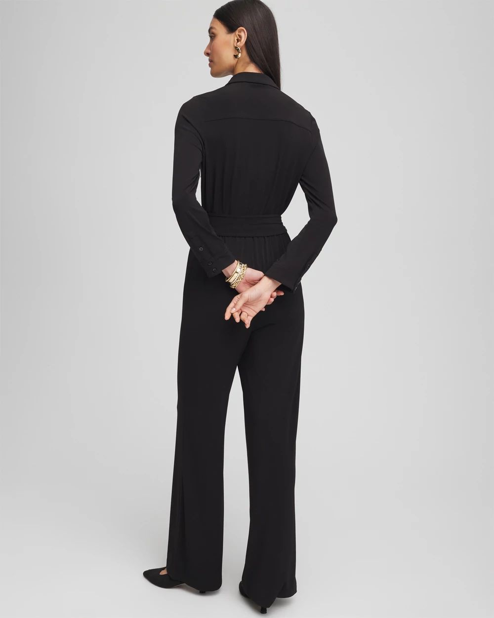 Petite Belted Jersey Maxi Jumpsuit