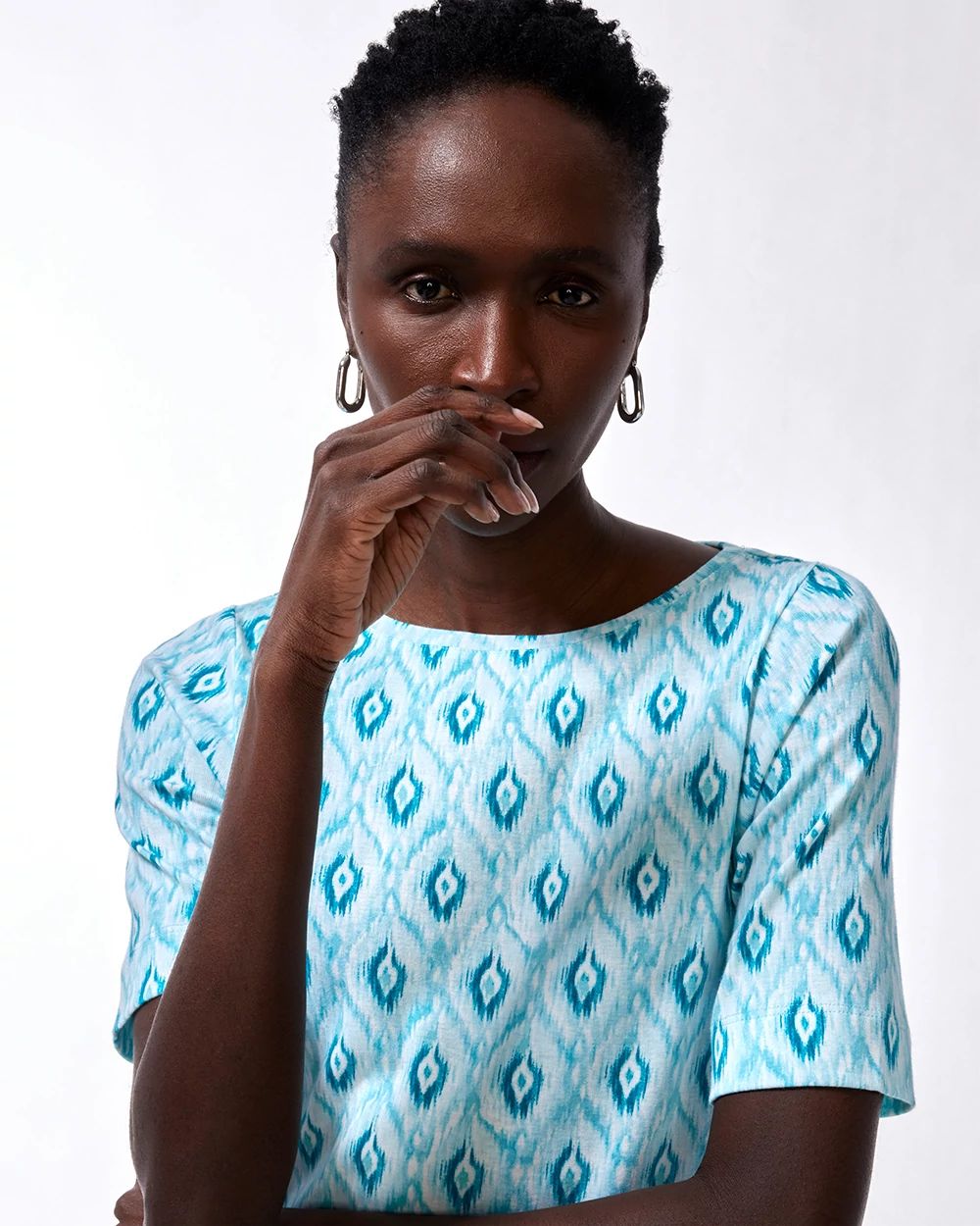 Ikat Pima Elbow Sleeve Tee