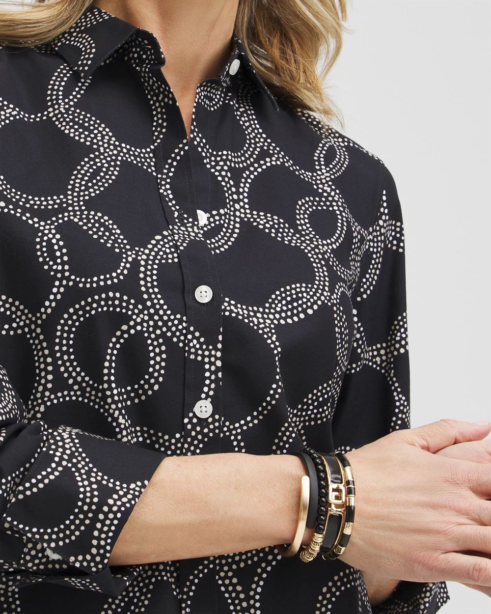 No Iron™ Stretch Circle Print Shirt