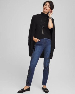 Cashmere Elbow Sleeve Mock Neck Sweater click to view larger image.