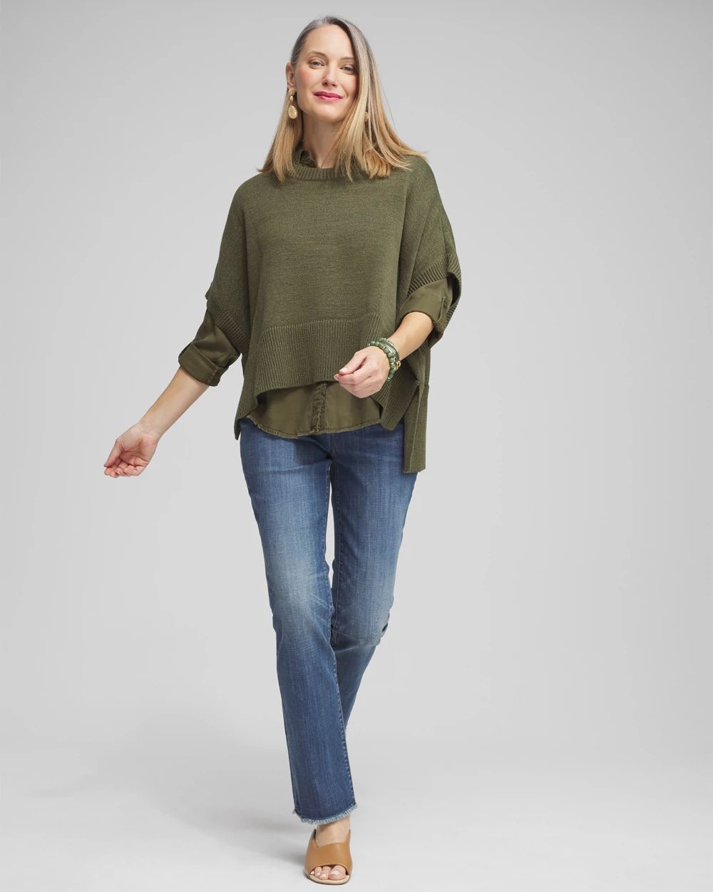 Short Sleeve Knit Poncho