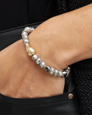 Shiny Black & Grey Stretch Bracelet