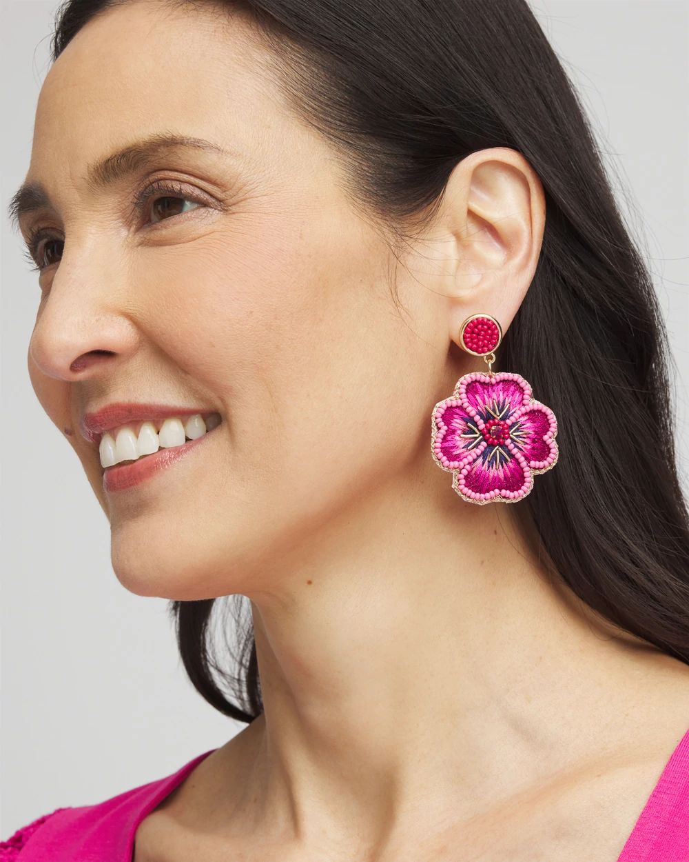 Thread Wrapped Flower Earrings