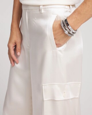 Satin Wide Leg Cargo Pants click to view larger image.