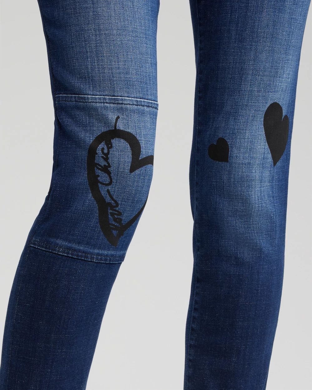 Girlfriend Heart Print Ankle Jeans