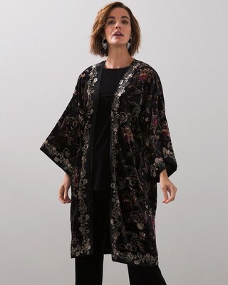 Travelers Collection Print Velvet Kimono