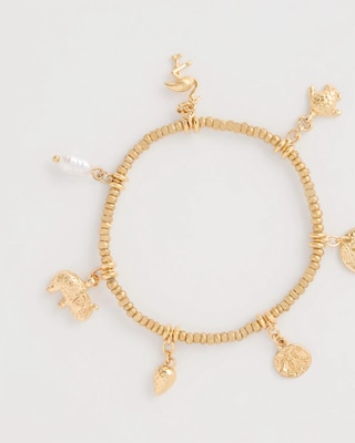 Goldtone Stretch Charm Bracelet click to view larger image.