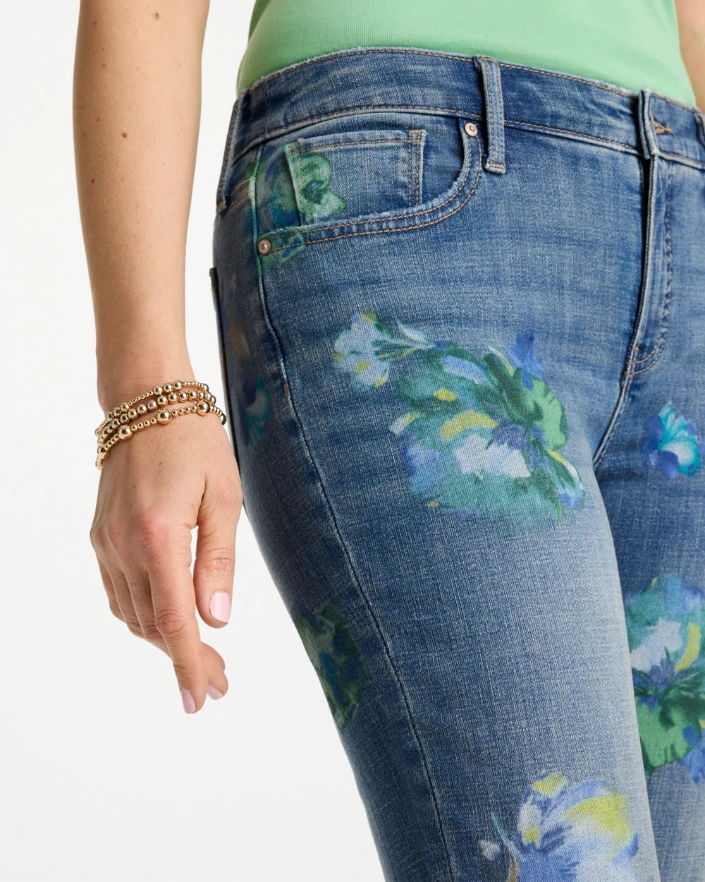 Girlfriend Slim Floral Ankle Jeans