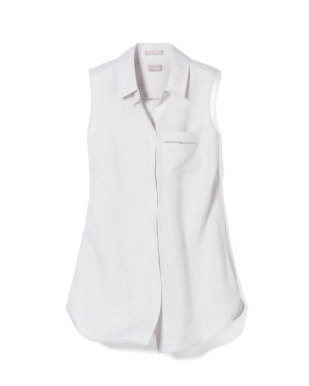 No-Iron Linen Sleeveless Buttondown Tunic