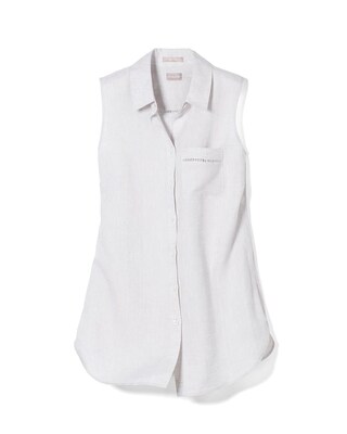 No-Iron Linen Sleeveless Buttondown Tunic