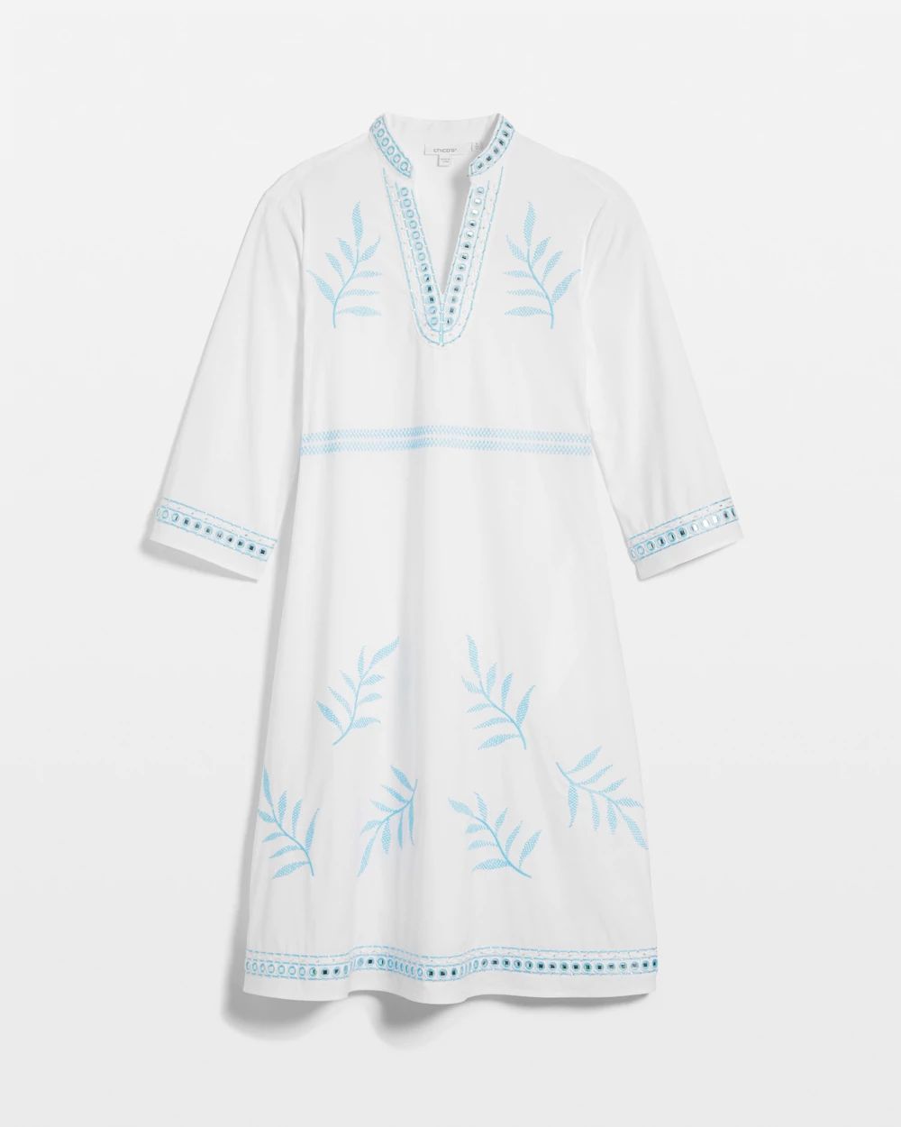 Embroidered Stand Collar Kaftan Dress