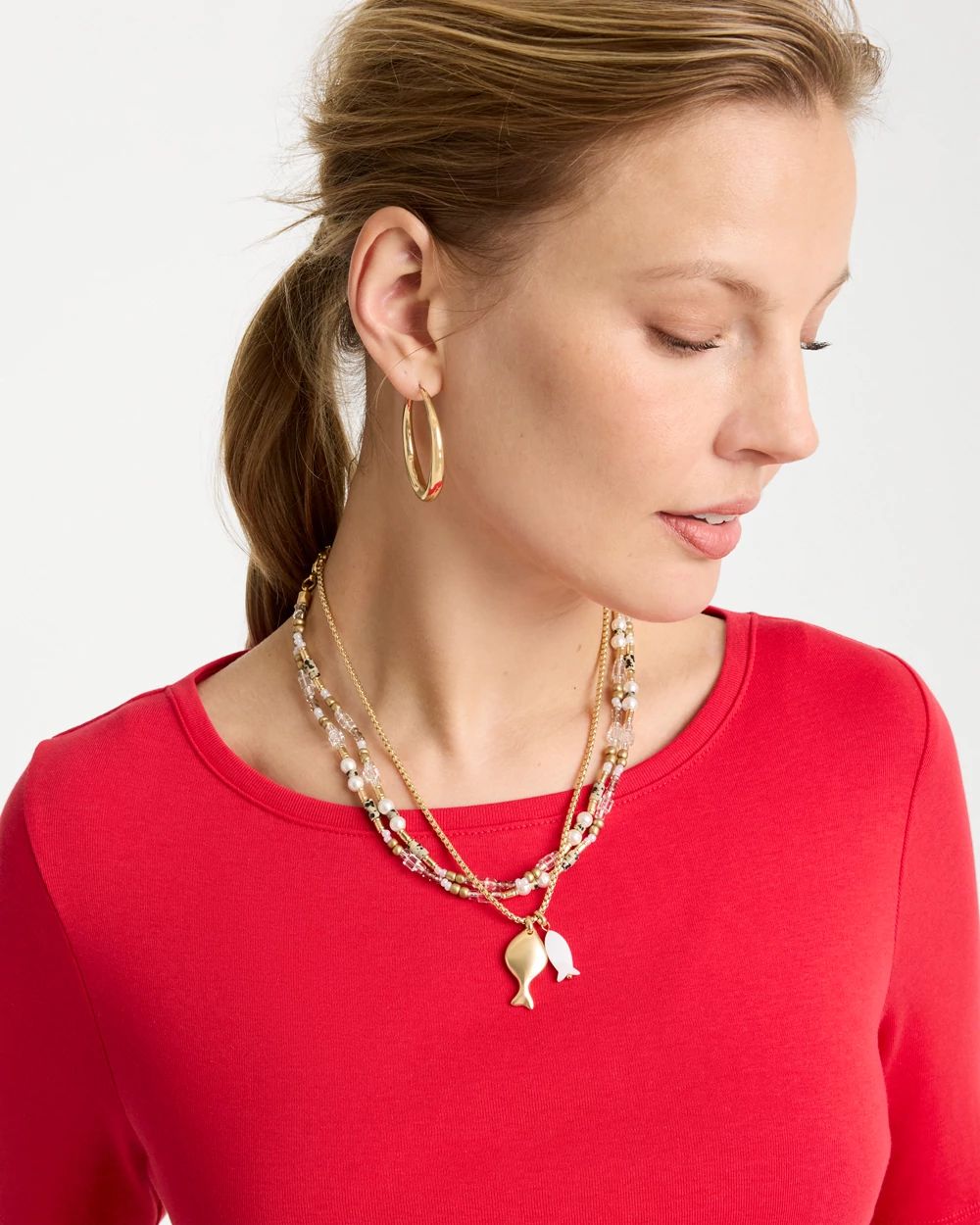 Neutral Jasper Shell Short Necklace click to view larger image.