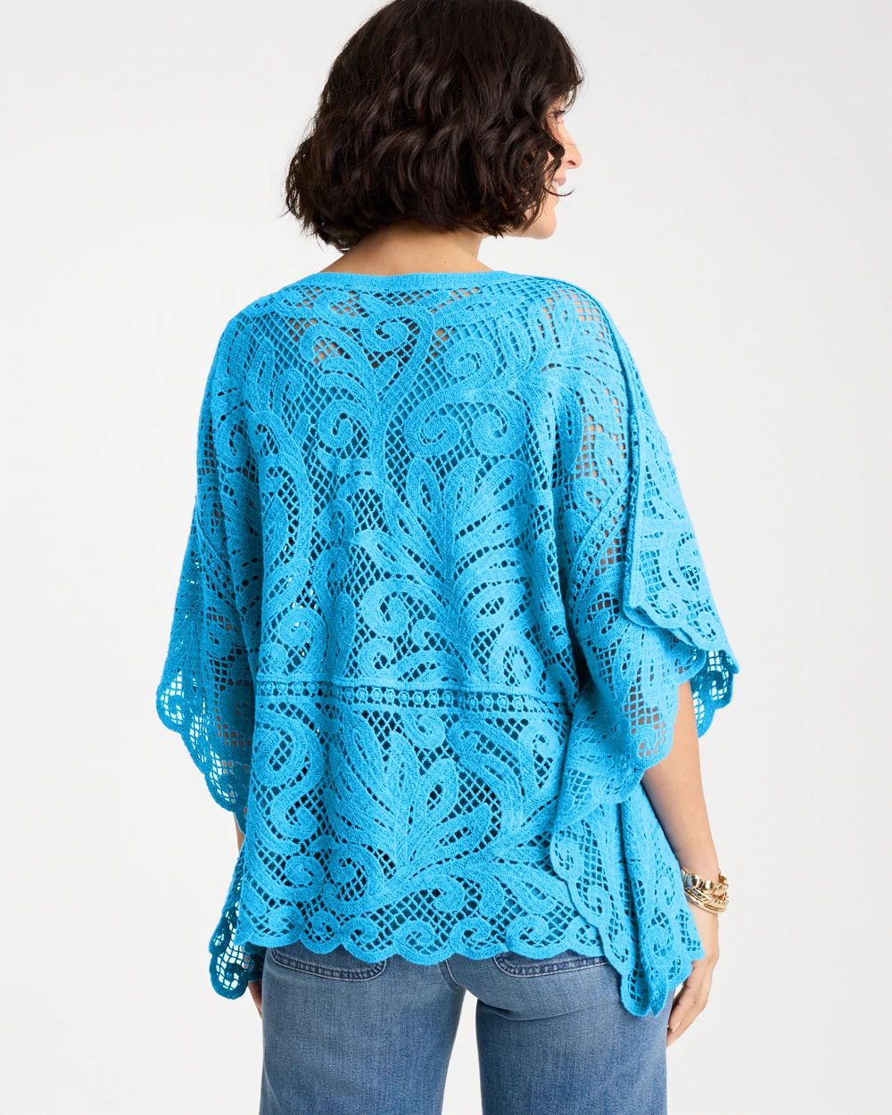 Cotton Crochet Lace Poncho click to view larger image.