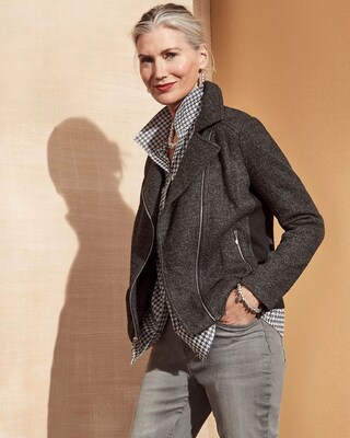 Boiled Wool-Blend Moto Jacket