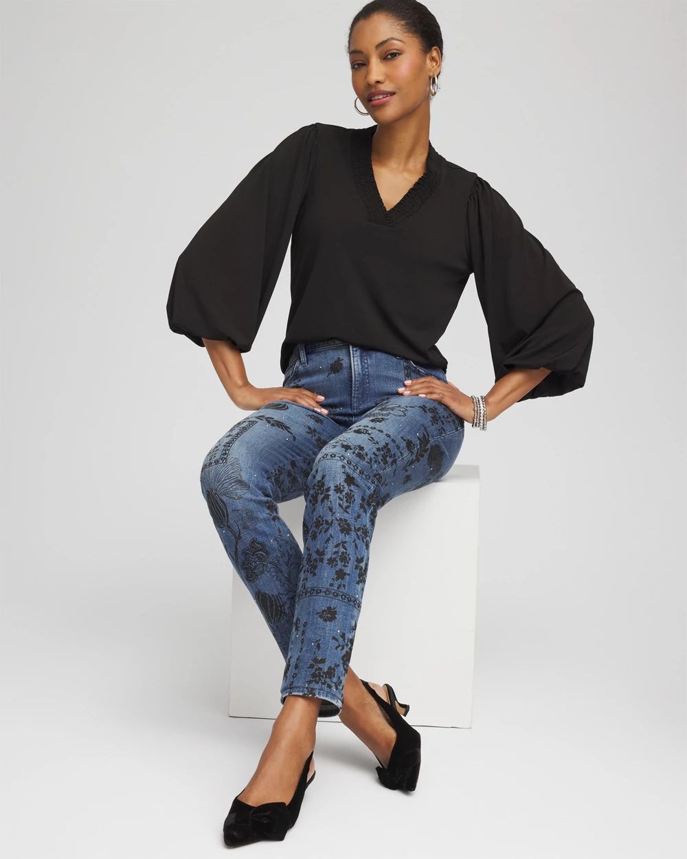 Dramatic Elbow-Sleeve Top click to view larger image.