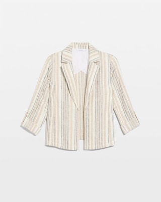Striped Linen Roll Sleeve Blazer click to view larger image.