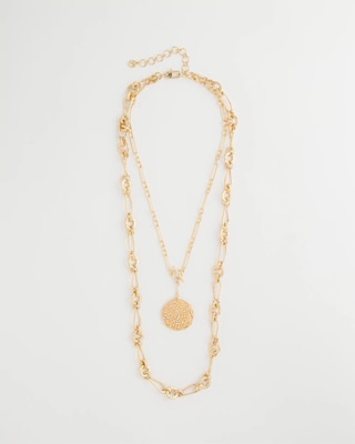 Sea Foam Medallion Double-Strand Pendant Necklace
