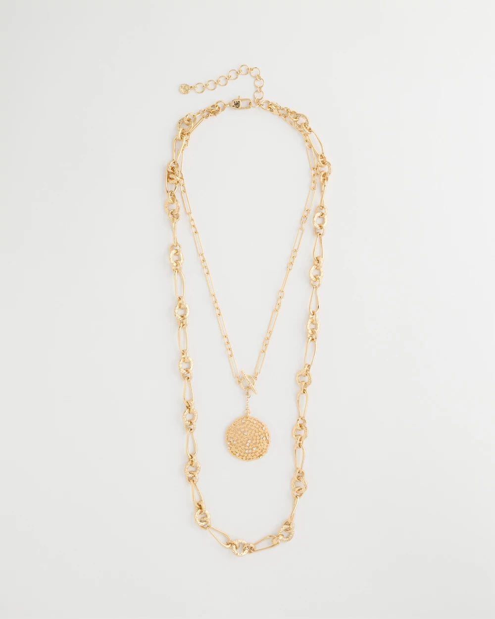 Sea Foam Medallion Double-Strand Pendant Necklace