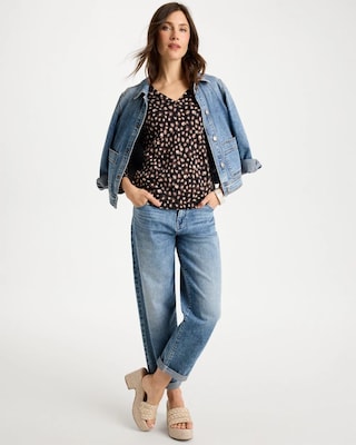 Cotton Stretch 3/4 Sleeve Polka Dot Tee click to view larger image.